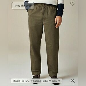 NWT J.Crew Pier pant in cotton-linen blend canvas L Large ROOKWOOD OLIVE